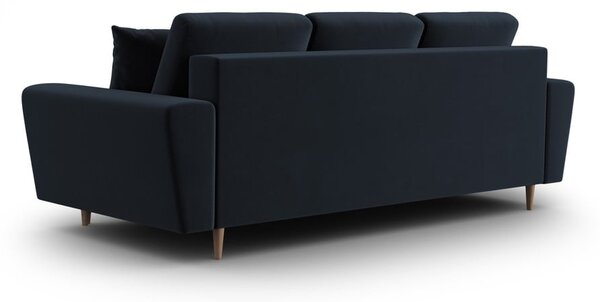Tmavě modrá sametová rozkládací/s úložným prostorem pohovka 235 cm Kyoto – Cosmopolitan Design
