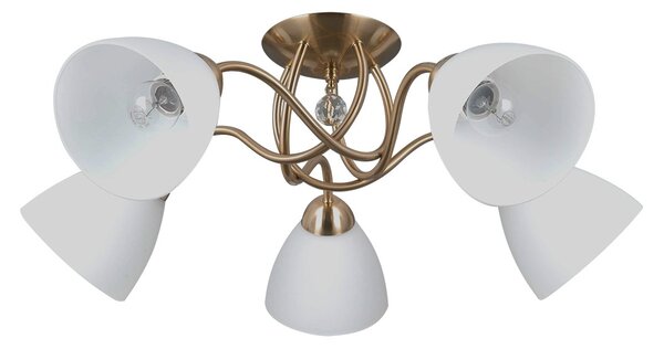 Italux PND-5643-5-HBR přisazené stropní svítidlo Lugano | 40W E27 | mosaz | opálová