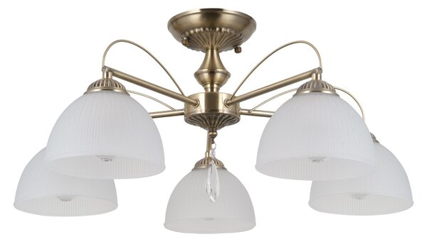 Italux PND-40623-5-AB přisazené stropní svítidlo Moreti | 40W E27 | mosaz | opálová