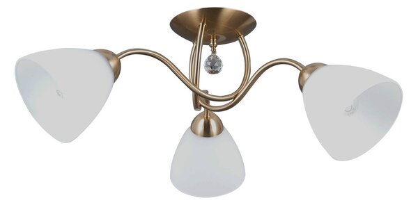 Italux PND-5643-3-HBR přisazené stropní svítidlo Lugano | 40W E27 | mosaz | opálová