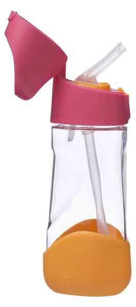 Láhev na pití s brčkem, 450ml, b.box, růžovo/oranžová