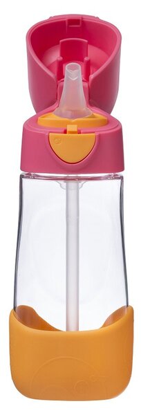 Láhev na pití s brčkem, 450ml, b.box, růžovo/oranžová