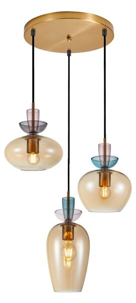 Italux PND-31882-3A-GD-AMB závěsné stropní svítidlo Fanda | 40W E27 | zlatá | růžová