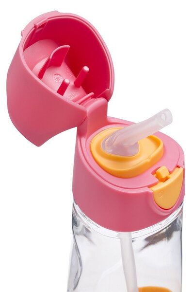 Láhev na pití s brčkem, 450ml, b.box, růžovo/oranžová