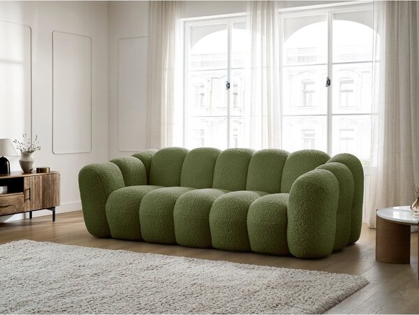 Zelená pohovka z textilie bouclé 232 cm Hippolyte – Bobochic Paris