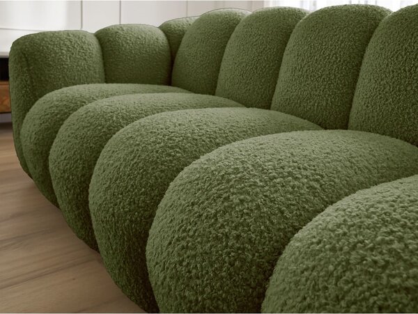 Zelená pohovka z textilie bouclé 232 cm Hippolyte – Bobochic Paris