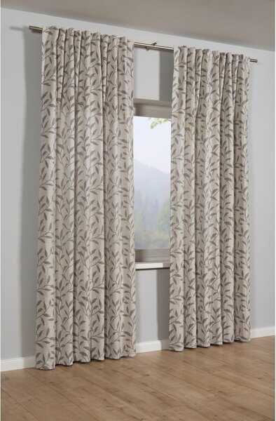 Šedo-béžový závěs s příměsí lnu 140x245 cm List – Sehlbach
