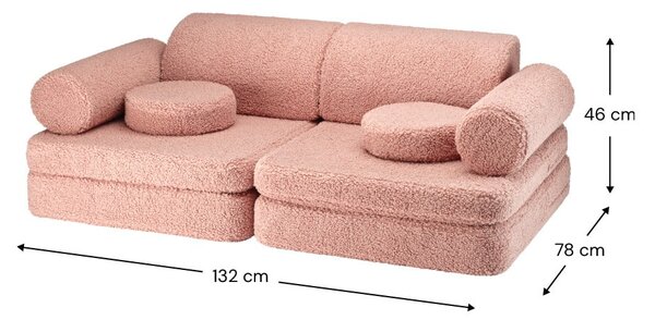 Růžová dětská pohovka z textilie bouclé 132 cm Settee – Wigiwama