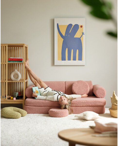 Růžová dětská pohovka z textilie bouclé 132 cm Settee – Wigiwama