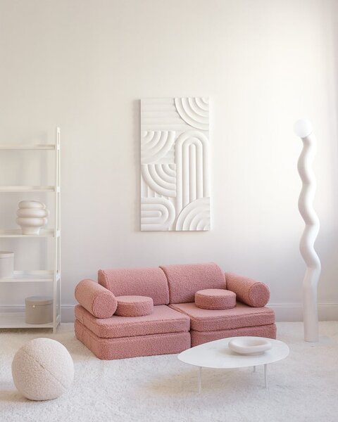 Růžová dětská pohovka z textilie bouclé 132 cm Settee – Wigiwama