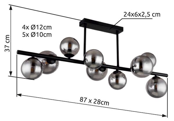 Globo 56133-9D LED přisazené stropní svítidlo Riha 9x3W | 720lm | G9 | 3000K - černá, kouřová