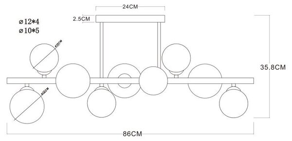 Globo 56133-9D LED přisazené stropní svítidlo Riha 9x3W | 720lm | G9 | 3000K - černá, kouřová