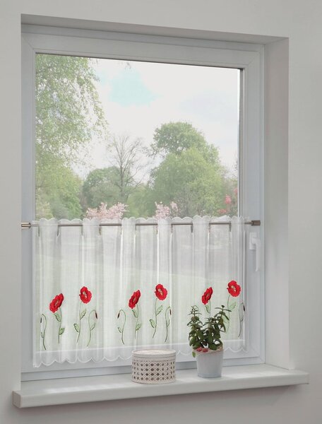 Bílá záclona 155x45 cm Poppies – Sehlbach