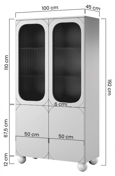 Vitrína Sonatia II 100 cm na kulovitých nožkách - kašmírová