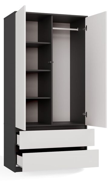 Šatní skříň Musecalo 1 (antracit + bílá). Akce -20%
