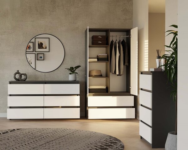 Šatní skříň Musecalo 1 (antracit + bílá). Akce -20%