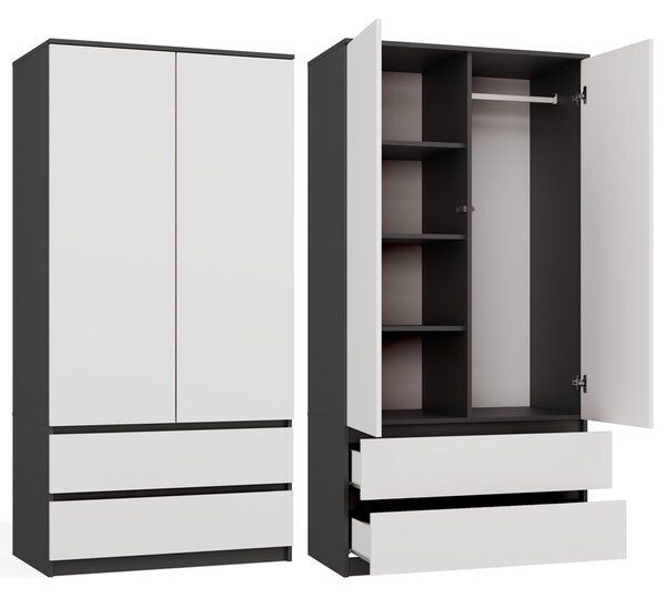Šatní skříň Musecalo 1 (antracit + bílá). Akce -20%