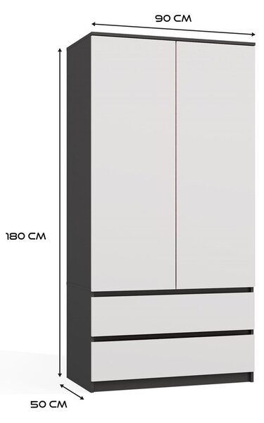Šatní skříň Musecalo 1 (antracit + bílá). Akce -20%