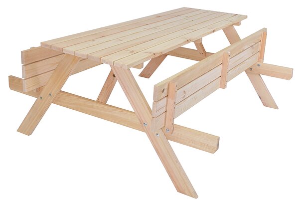 Masivní dřevěný pivní set se sklopnými lavice 180 cm (přírodní)