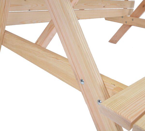 Masivní dřevěný pivní set se sklopnými lavice 180 cm (přírodní)