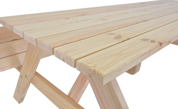 Masivní dřevěný pivní set se sklopnými lavice 180 cm (přírodní)