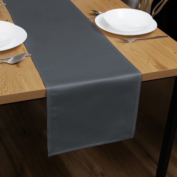Biante Saténový běhoun na stůl polyesterový Satén LUX-049 Antracitově šedý 35x120 cm