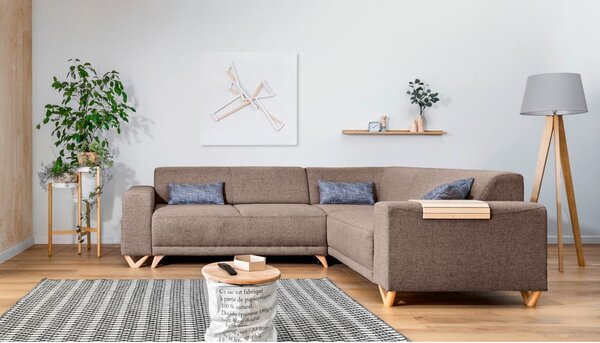 Hnědá rozkládací/s úložným prostorem rohová pohovka (pravý roh/do L) Classy Sophie – Miuform