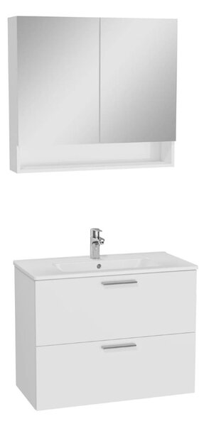 Koupelnová sestava s umyvadlem a zrcadlovou galerkou VitrA Mia 79,5x61x39,5 cm bílá lesk MIASET80BG