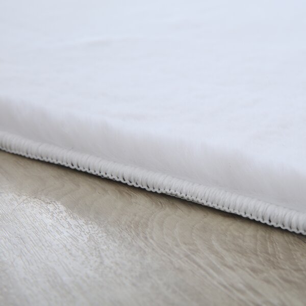 Ayyildiz, Kusový koberec Pouffy 5100 White, 60x110, bílá, obývací pokoj