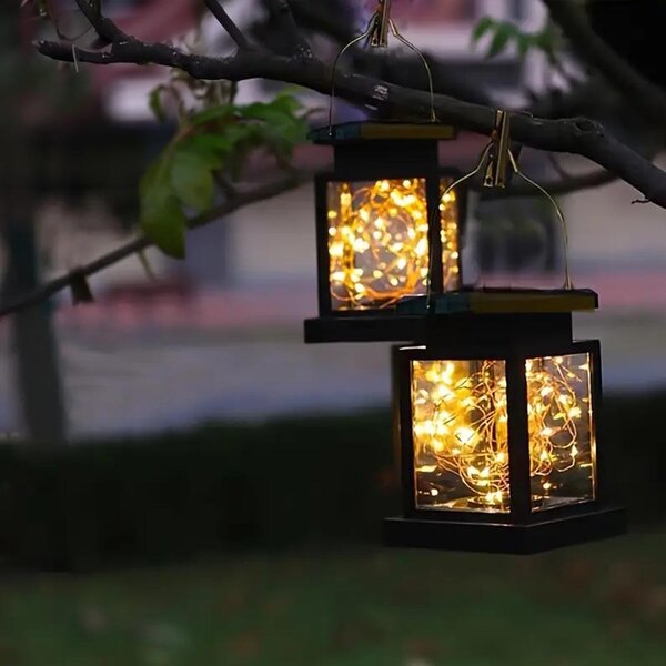 4Leaders Závěsná LED solární lucerna teplá bílá 12,5×8,9 cm