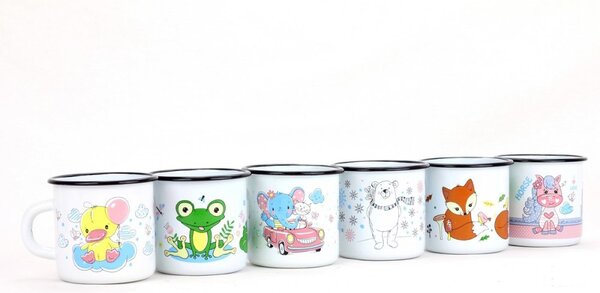 BELIS Smaltovaný hrnek ø 8 cm - 0.35 l bílý "sloník" - ČESKÝ PLECHÁČEK | RADOST enamel - 11108-039DP304