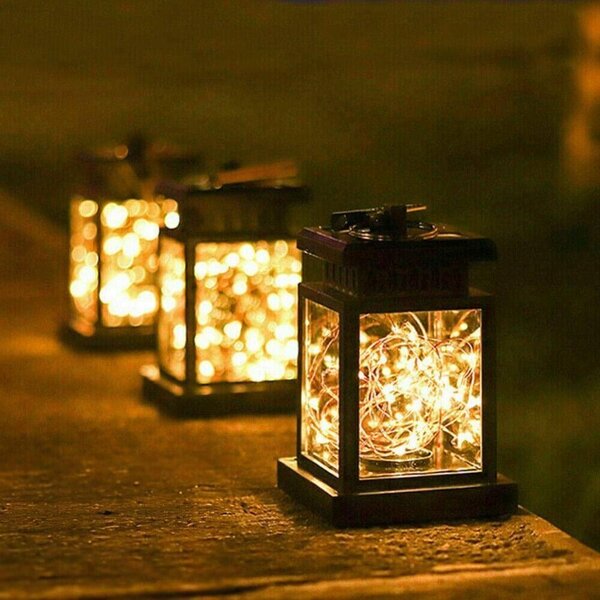 4Leaders Závěsná LED solární lucerna teplá bílá 12,5×8,9 cm