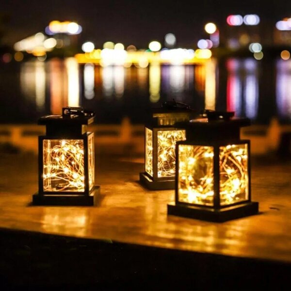 4Leaders Závěsná LED solární lucerna teplá bílá 12,5×8,9 cm
