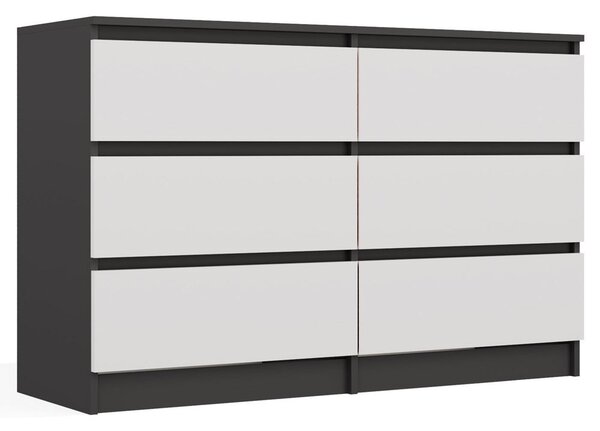 Komoda Musecalo 6 120 (antracit + bílá). Akce -21%