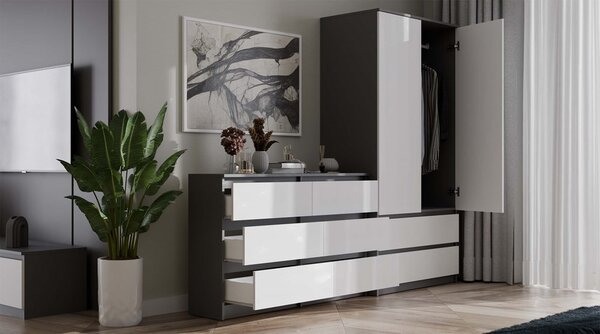 Komoda Musecalo 6 120 (antracit + bílá). Akce -21%