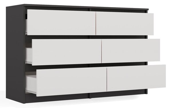 Komoda Musecalo 6 120 (antracit + bílá). Akce -21%