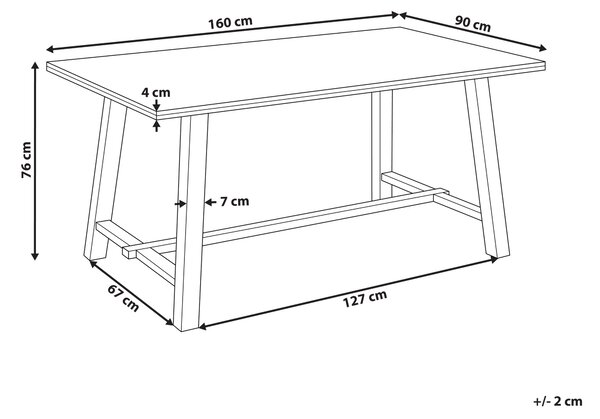 Jídelní stůl BARNES Přírodní jasan 160 cm 90 cm
