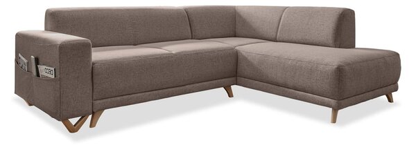 Hnědá rozkládací/s úložným prostorem rohová pohovka (pravý roh/do L) Classy Sophie – Miuform