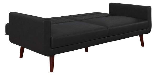 Černá rozkládací pohovka z imitace kůže 200 cm Nola – Støraa