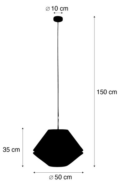 Moderní závěsné svítidlo bronzové s dvojitým sametovým stínidlem zelené - Combi 1