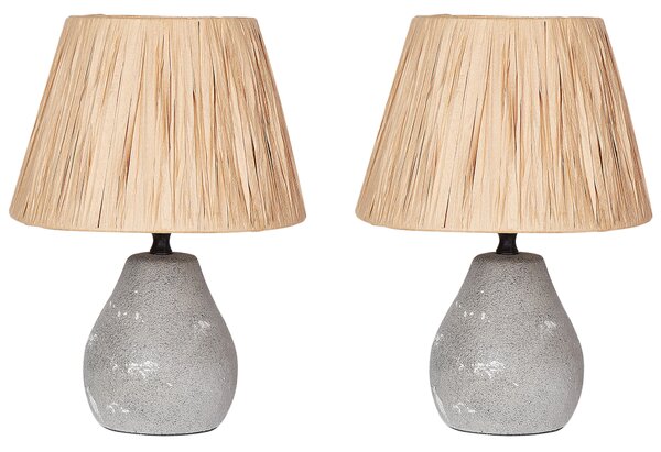 Sada 2 stolních lamp ARWADITO Keramika Šedá