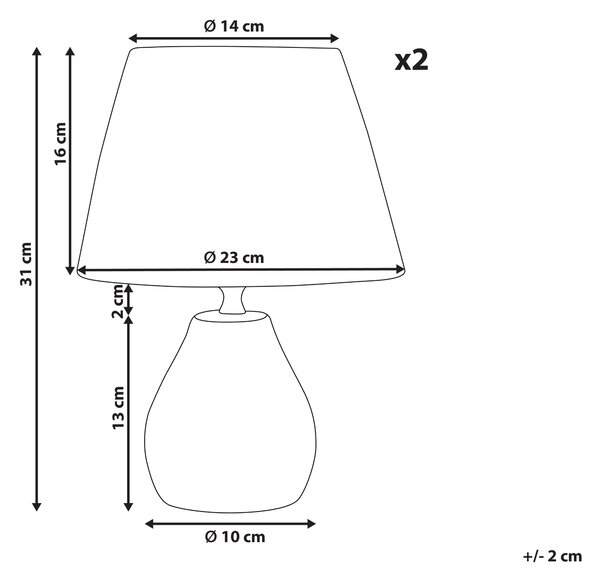 Sada 2 stolních lamp ARWADITO Keramika Šedá