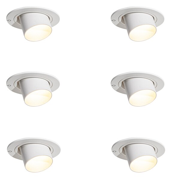 Sada 6 zapuštěných bodových svítidel bílá GU10 35mm kulatá naklápěcí - Installa