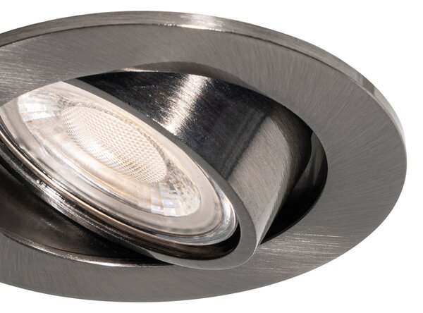 Sada 6 moderních zapuštěných bodových svítidel Cisco, kovově šedá, GU10, kulatá, 50mm, naklápěcí
