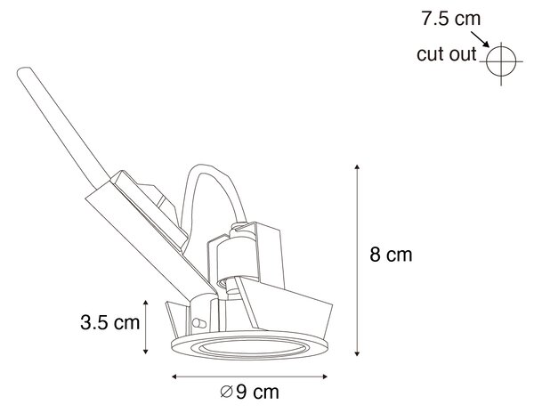 Sada 6 moderních zapuštěných bodových svítidel Cisco, kovově šedá, GU10, kulatá, 50mm, naklápěcí
