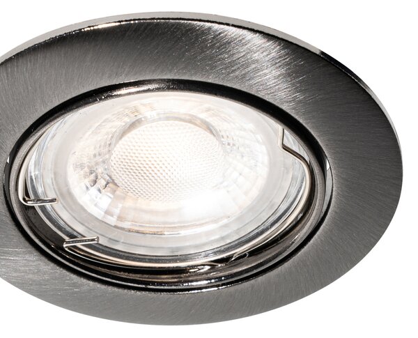 Sada 6 moderních vestavných bodových svítidel v barvě gunmetal GU10 50mm kulatá naklápěcí - Edu