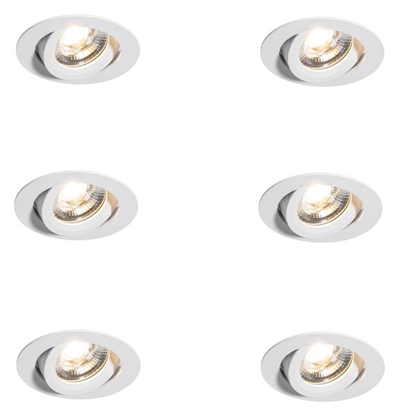 Set van 6 moderne inbouwspots wit 8,2cm incl. LED IP54 ultra slim - Pupil