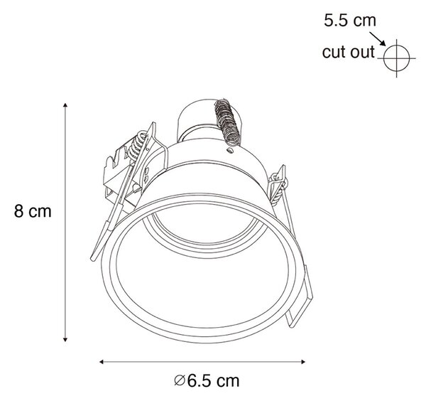 Sada 6 moderních vestavných bodových svítidel černá se zlatou GU10 35mm IP44 - Dept