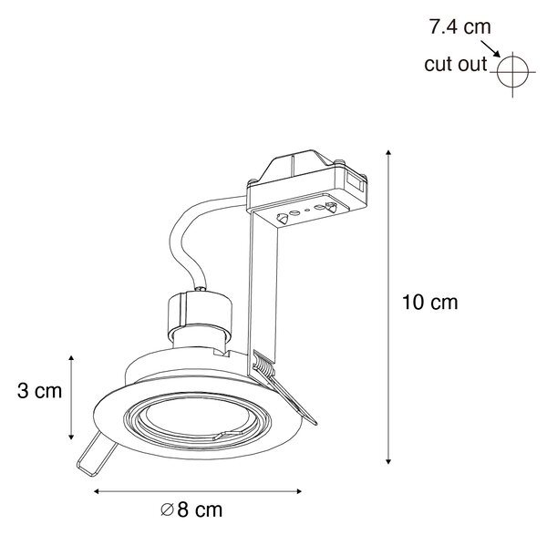 Sada 6 moderních vestavných bodových svítidel v barvě gunmetal GU10 50mm kulatá naklápěcí - Edu