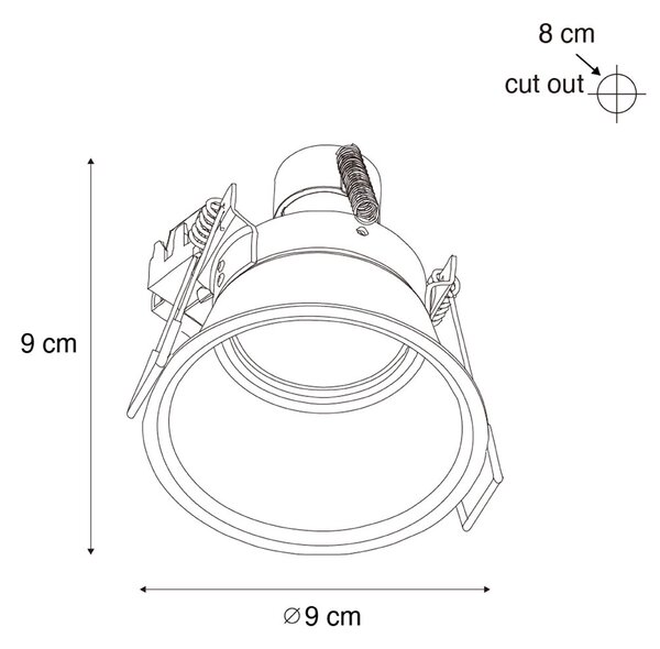 Sada 6 moderních vestavných bodových svítidel černých se zlatou GU10 50mm IP44 - Dept
